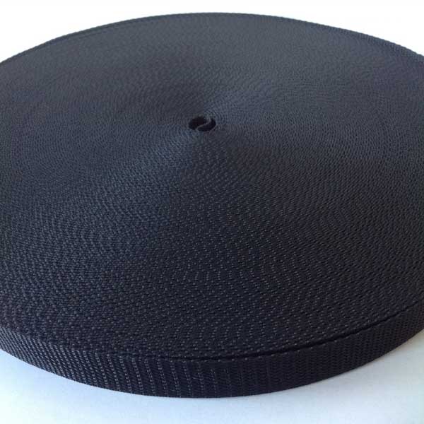 25mm Webbing Black Textured Weave