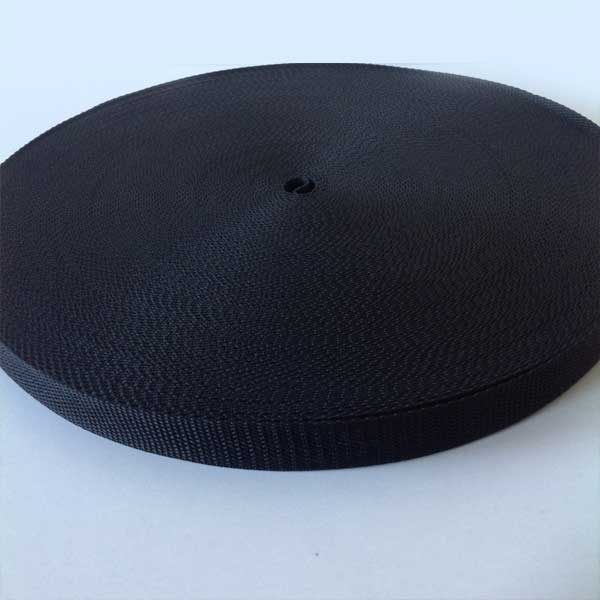 25mm Webbing Black Textured Weave