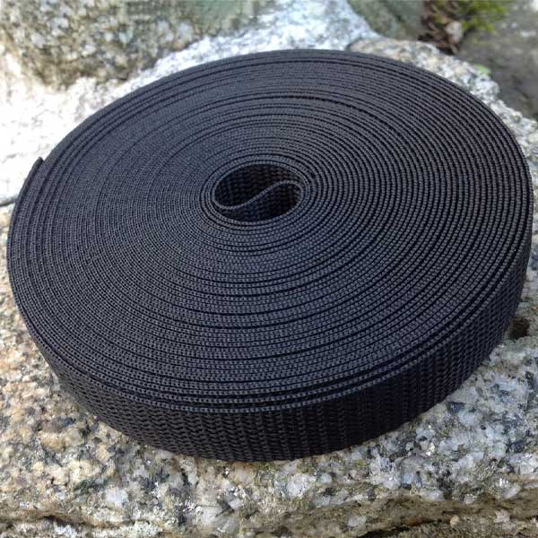 25mm Webbing Black Textured Weave