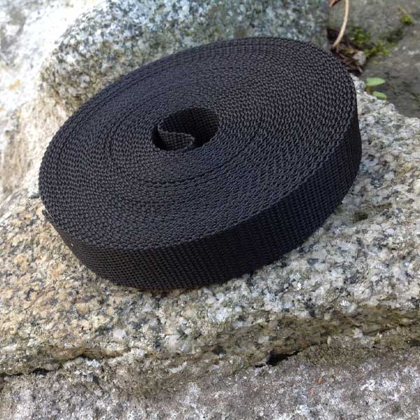 25mm Webbing Black Textured Weave