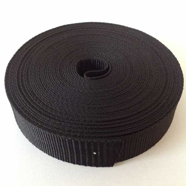 25mm Webbing Black Textured Weave