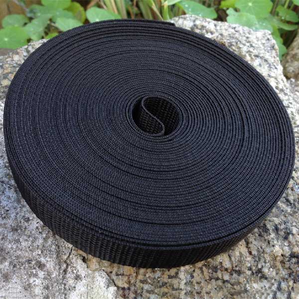 25mm Webbing Black Textured Weave