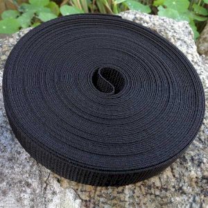 25mm Webbing Black Textured Weave