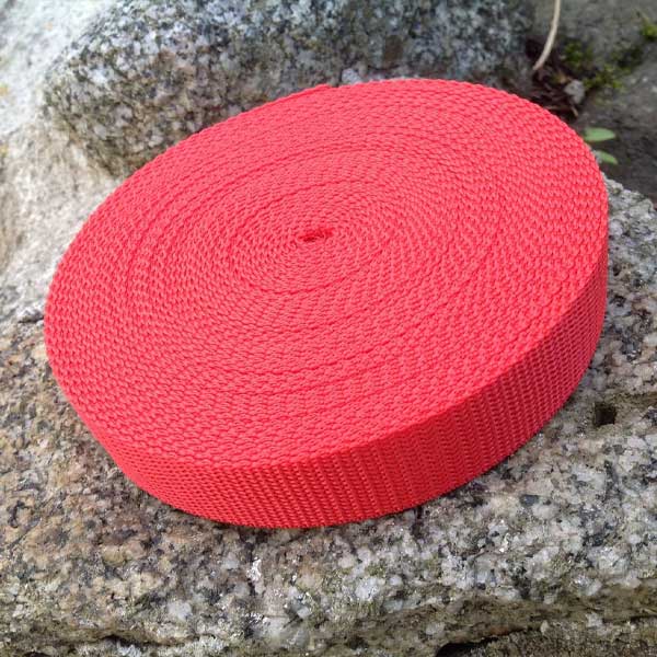 25mm Webbing Red Textured Weave