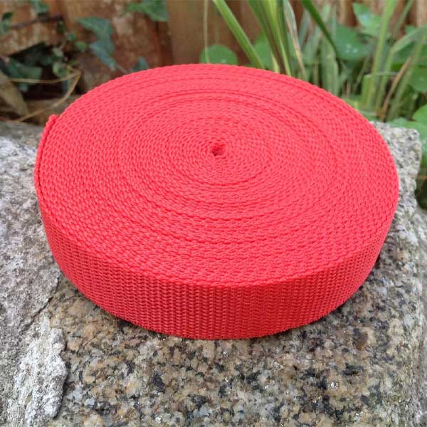 25mm Webbing Red Textured Weave