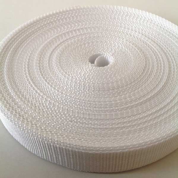 25mm Webbing White Textured Weave