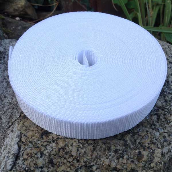 25mm Webbing White Textured Weave