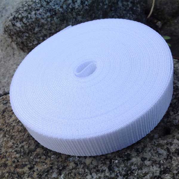 25mm Webbing White Textured Weave