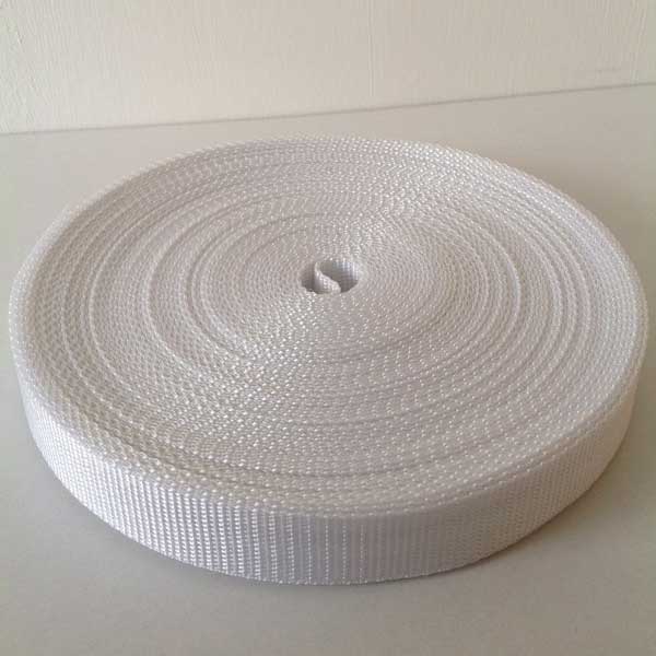 25mm Webbing White Textured Weave